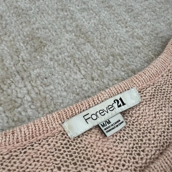 Forever 21 Cropped Sheer Metallic Sweater Knit Top M - Picture 8 of 11